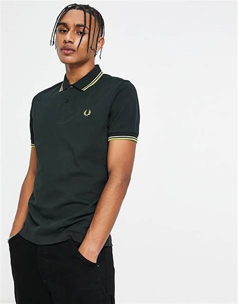 Fred Perry Tipped Polo Shirt In Green Asos