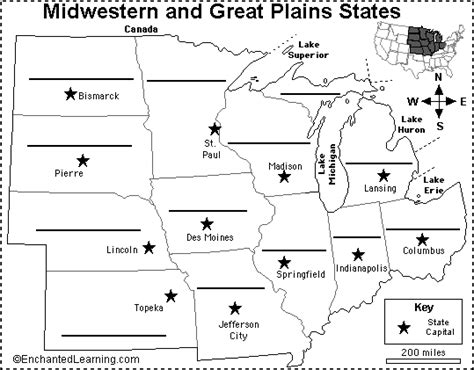 Label Midwestern Us States Printout