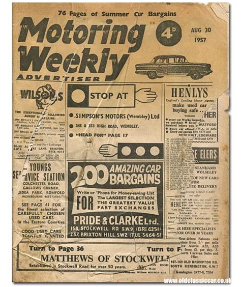Motoring Weekly Advertiser Newspaper From 1957