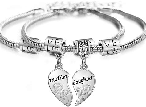 2pcs Matching Heart Mother Daughter Bracelets Mother Daughter Jewelry Set T For Mom Or