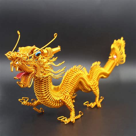 Golden Dragon Statue Sculpture Decor Chinese Dragon Figurine Etsy