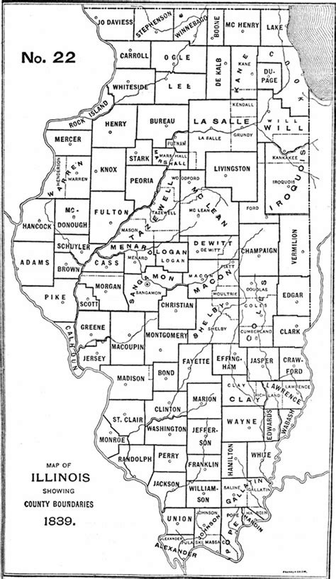 1839 Illinois County Formation Map