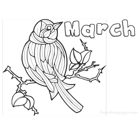 Free Printable March Coloring Pages, toddler, kindergarten, to print