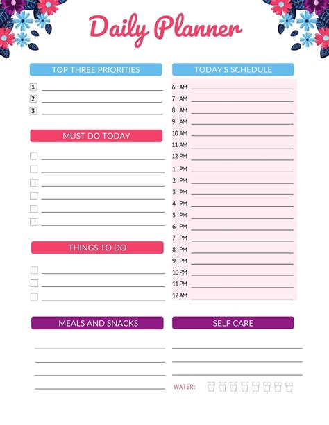Cute Printable Daily Planner Free Template