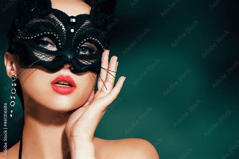 The Girl In The Mask Masquerade Halloween Girl In A Cat Mask Catwoman On A Beautiful