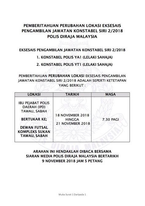 Permohonan adalah dipelawa daripada warganegara malaysia yang berkelaya. Pengambilan Jawatan Polis (PDRM) Konstabel Siri 2/2018 ...
