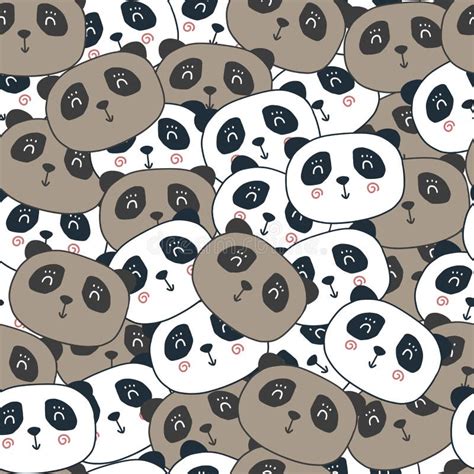 Cute Panda Bears Seamless Pattern Funny Baby Vector Print Stock