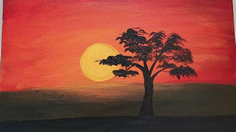 Simple Sunset In The Desert Acrylic Painting Sunset
