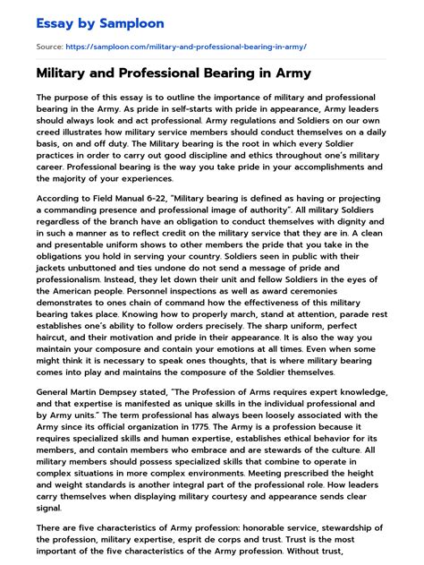 Military And Professional Bearing In Army Argumentative Essay On