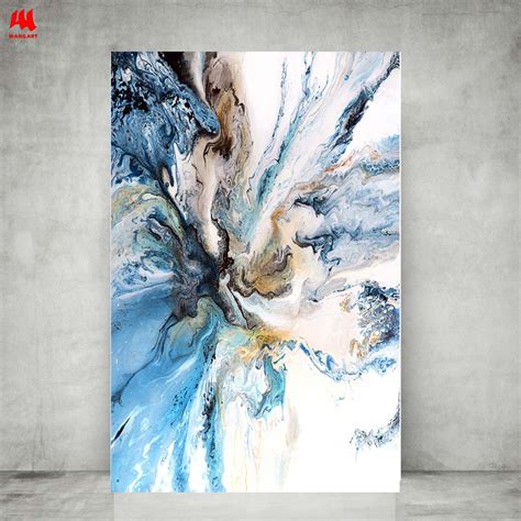 Wangart Colorful Ocean Large Abstract Poster Canvas Art Landscape Oil Painting Wall Pictures For