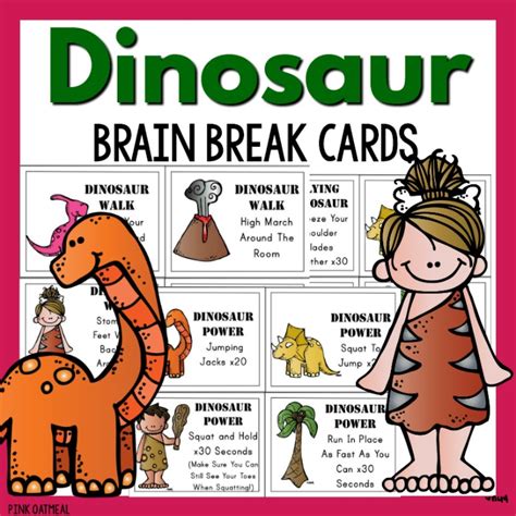 Dinosaur Themed Brain Breaks Pink Oatmeal Shop