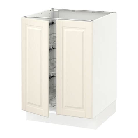You'll learn the optimal installation. SEKTION Base cabinet w/wire basket+2 doors - white, Bodbyn off-white - IKEA