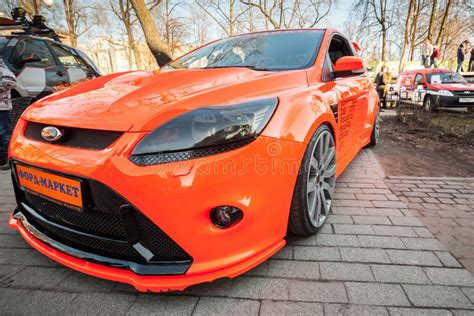 Bright Orange Sporty Styled Ford Focus Car Stands Parked Editorial