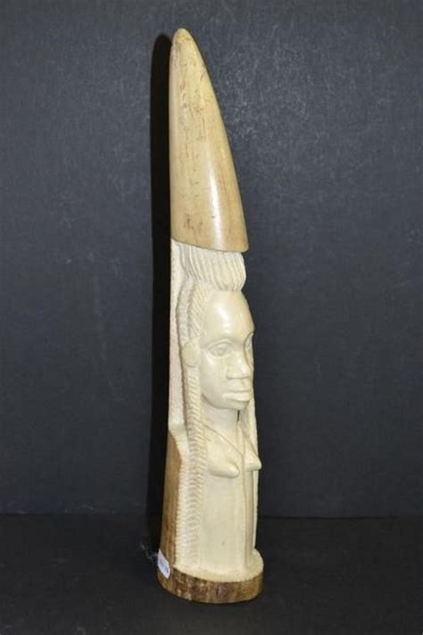 Native Bust Ivory Tusk Carving African Tribal