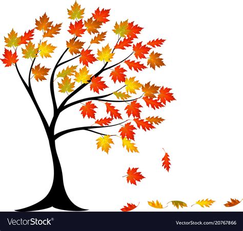 Autumn Tree Cartoon Royalty Free Vector Image Vectorstock