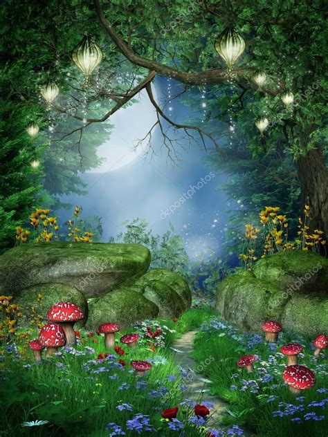 Enchanted Forest With Lanterns — Stock Photo © Fairytaledesign 13246331