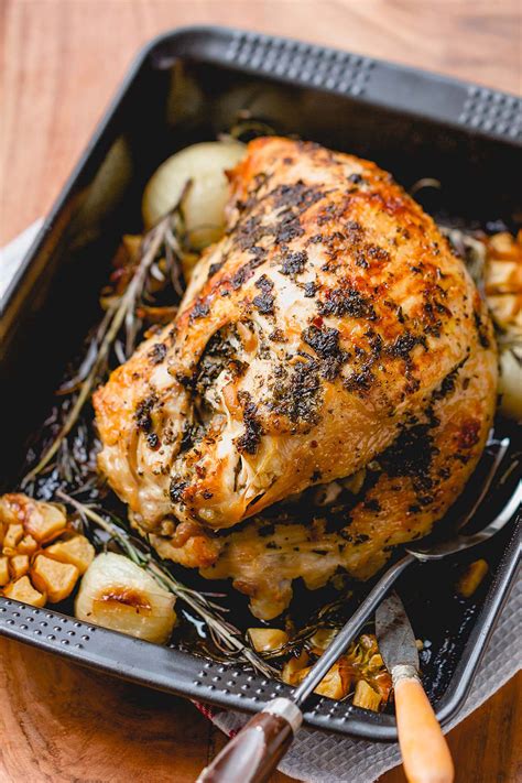 Roasted Turkey Breast Recipe with Garlic Herb Butter - How to Roast a 