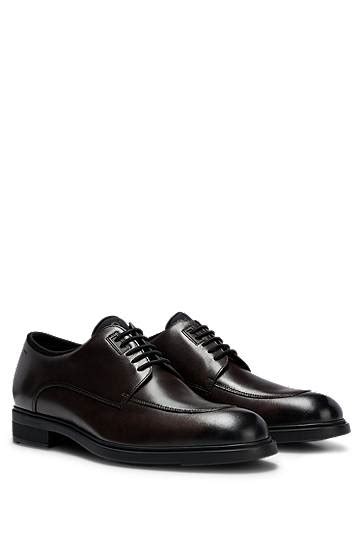 Hugo Boss Tanned Leather Derby Shoes With Cosy Lining In Brown Modesens