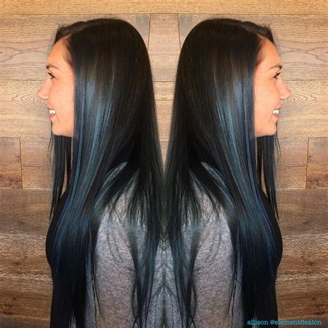 black root dark blue denim navy hair pravana blue topaz balayage | Hair