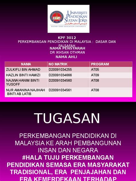 For more information and source, see on this link : Hala Tuju Perkembangan Pendidikan Semasa Era Tradisional ...