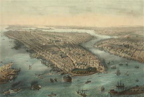 Downtown Manhattan And Brooklyn Nyc In 1850