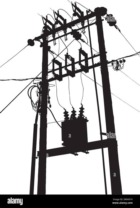 Vector Silhouette Of Small Electric Transformer Substation Stock Vector