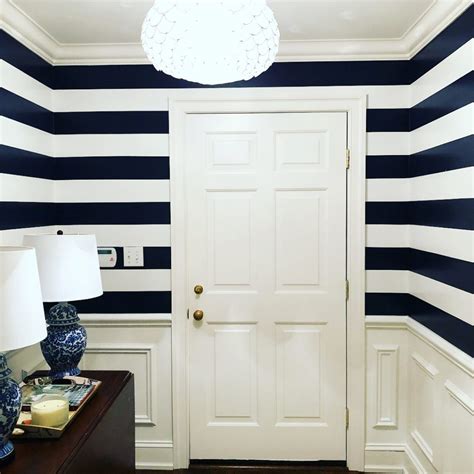 Benjamin Moore Old Navy Striped Walls Foyer Interiors By Color