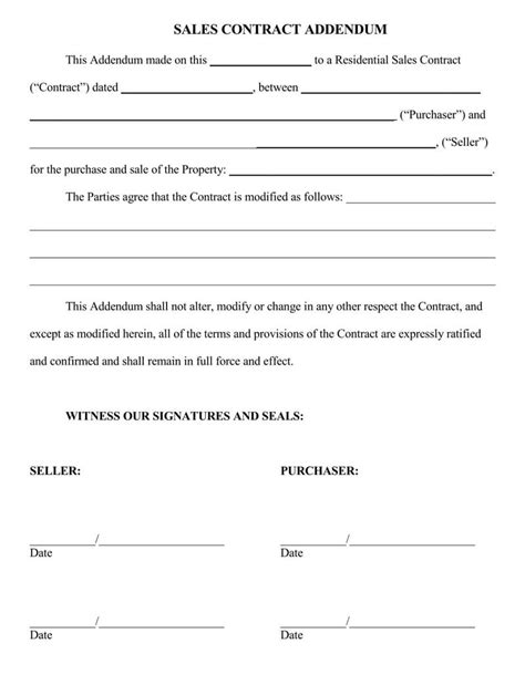 Addendum To Purchase Agreement Free Forms