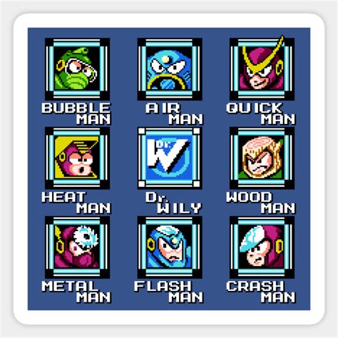 Mega Man 2 Stage Select Mega Man Sticker Teepublic