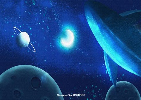 Gambar Blue Universe Ruang Angkasa Planet Berbintang Langit Latar