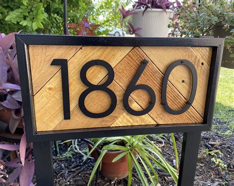 Address Stake Double Sided For Yard Two Side Reclaimed Wood House