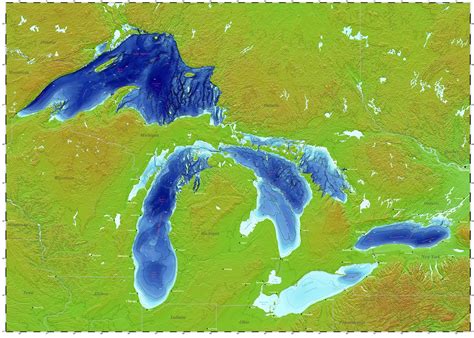 Topographic And Bathymetric Map Of The Great Lakes Flickr
