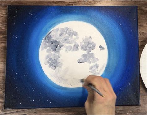 Moon Painting In 2020 Moon Painting Painting Tutorial Step By Step