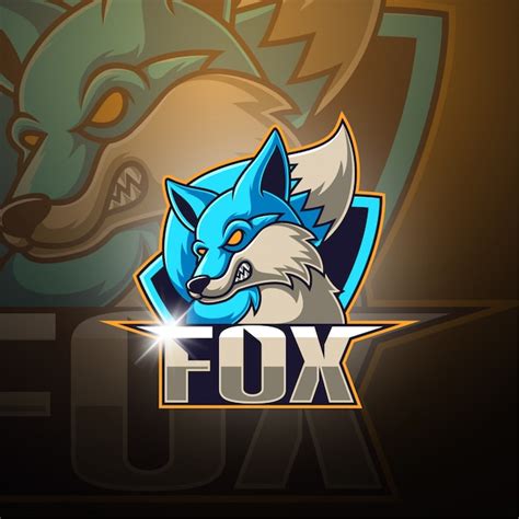 Fox Esport Mascote Logotipo Vetor Premium