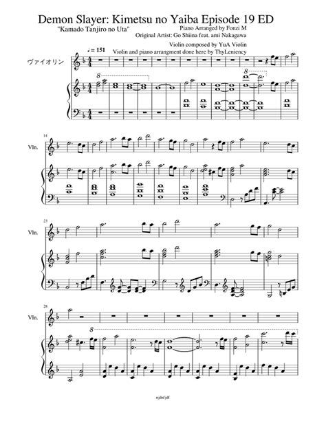 Demonslayerkimetsunoyaibaepisode19ed Violin Piano Sheet Music