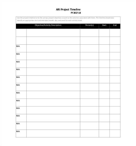 Blank Project Timeline Template