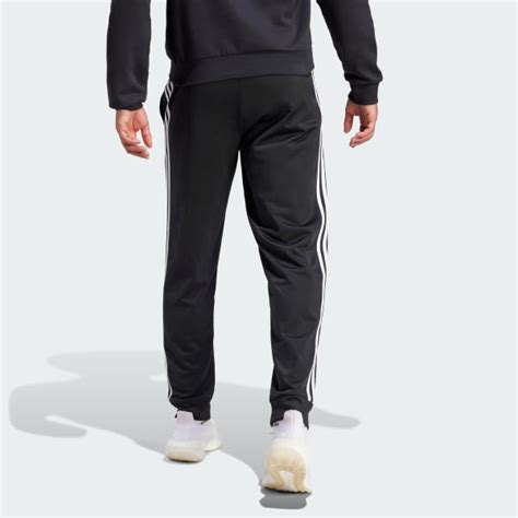 Adidas Essentials Warm Up Tapered 3 Stripes Tracksuit Bottoms Black