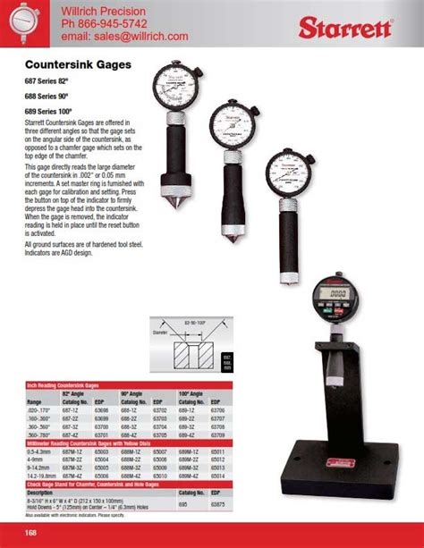 Starrett Countersink Gages Willrich Precision Instruments