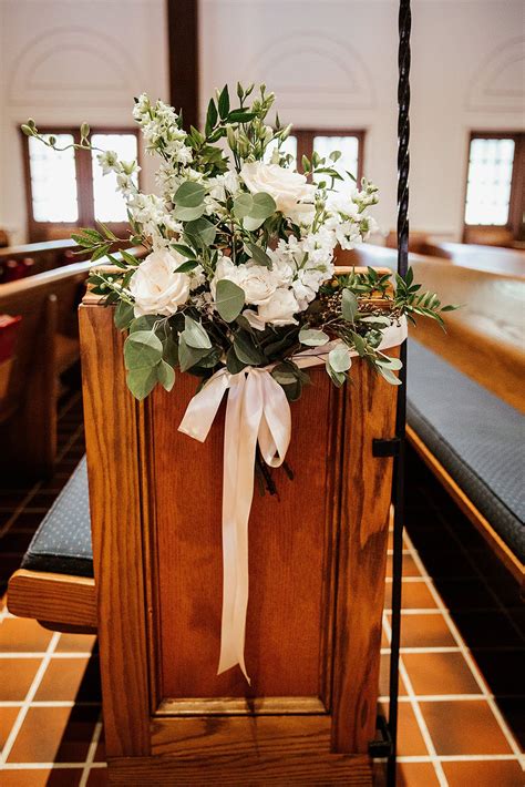 Pew Marker For The Church Aisle Of White Roses Lisianthus Larkspur