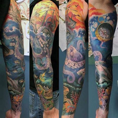 40 Ocean Sleeve Tattoos For Men Underwater Ink Design Ideas Hd Tattoo