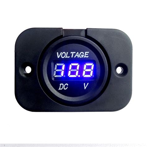 DC V V Waterproof Blue LED Digital Display Voltmeter Socket For Vehicle Motorcycle Car Round