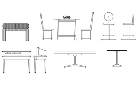 2d Table And Chair Blocks Side Elevation AutoCAD File Cadbull