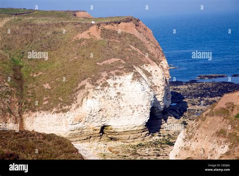 Chalk Coastal Scenery Flamborough Head Yorkshire England Stock Photo