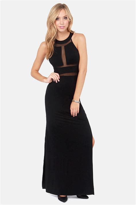 Sexy Black Dress Maxi Dress Mesh Dress 4500 Lulus