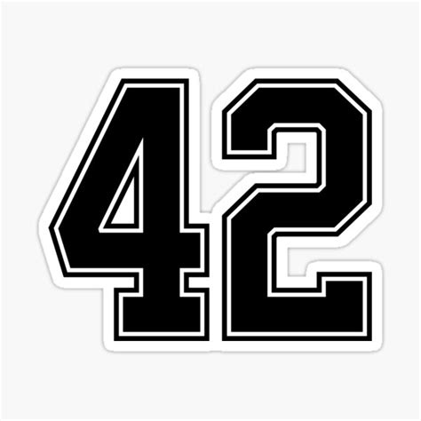 Black Number 42 Lucky Sports Jersey Forty Two Sticker By Heavystyle