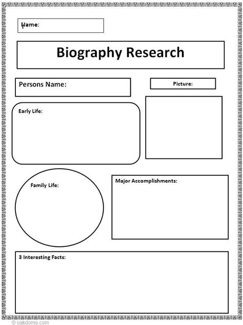 Biography Graphic Organizer Free Printable
