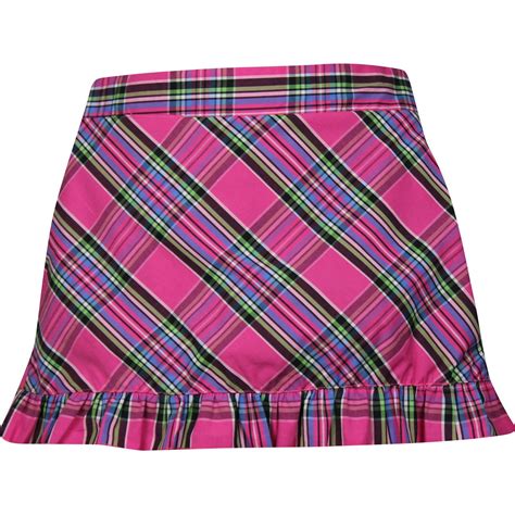 Junior Golftini Girl Plaid Tartan Skort Apparel L Pink At