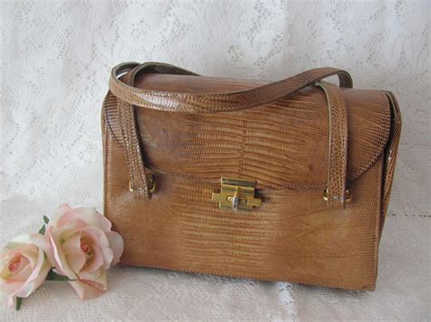 Palizzio Reptile Handbag Vintage Lizard Box Purse 1950s Designer
