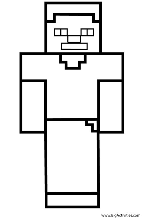 Steve From Minecraft Free Colouring Pages