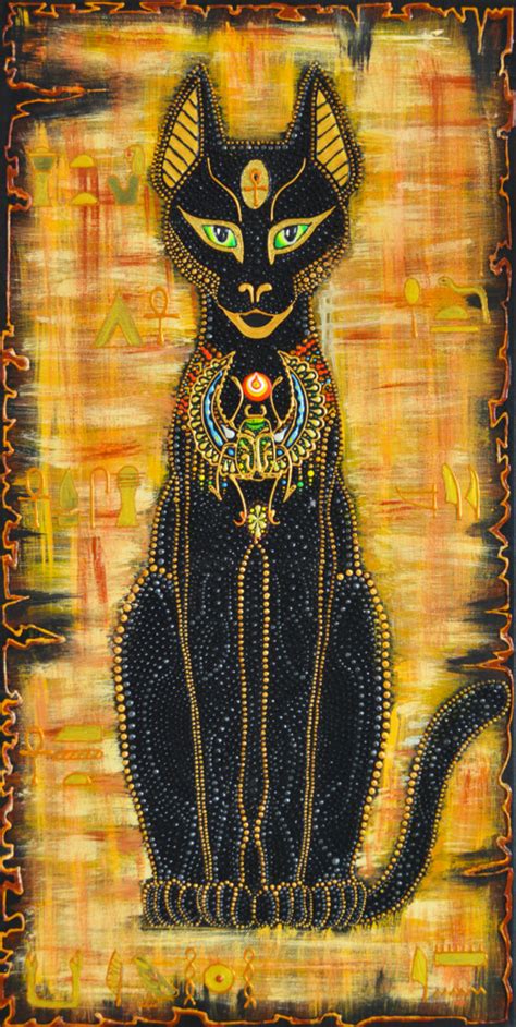 Egyptian Cat Goddess Bastet Dot Painting Painting By